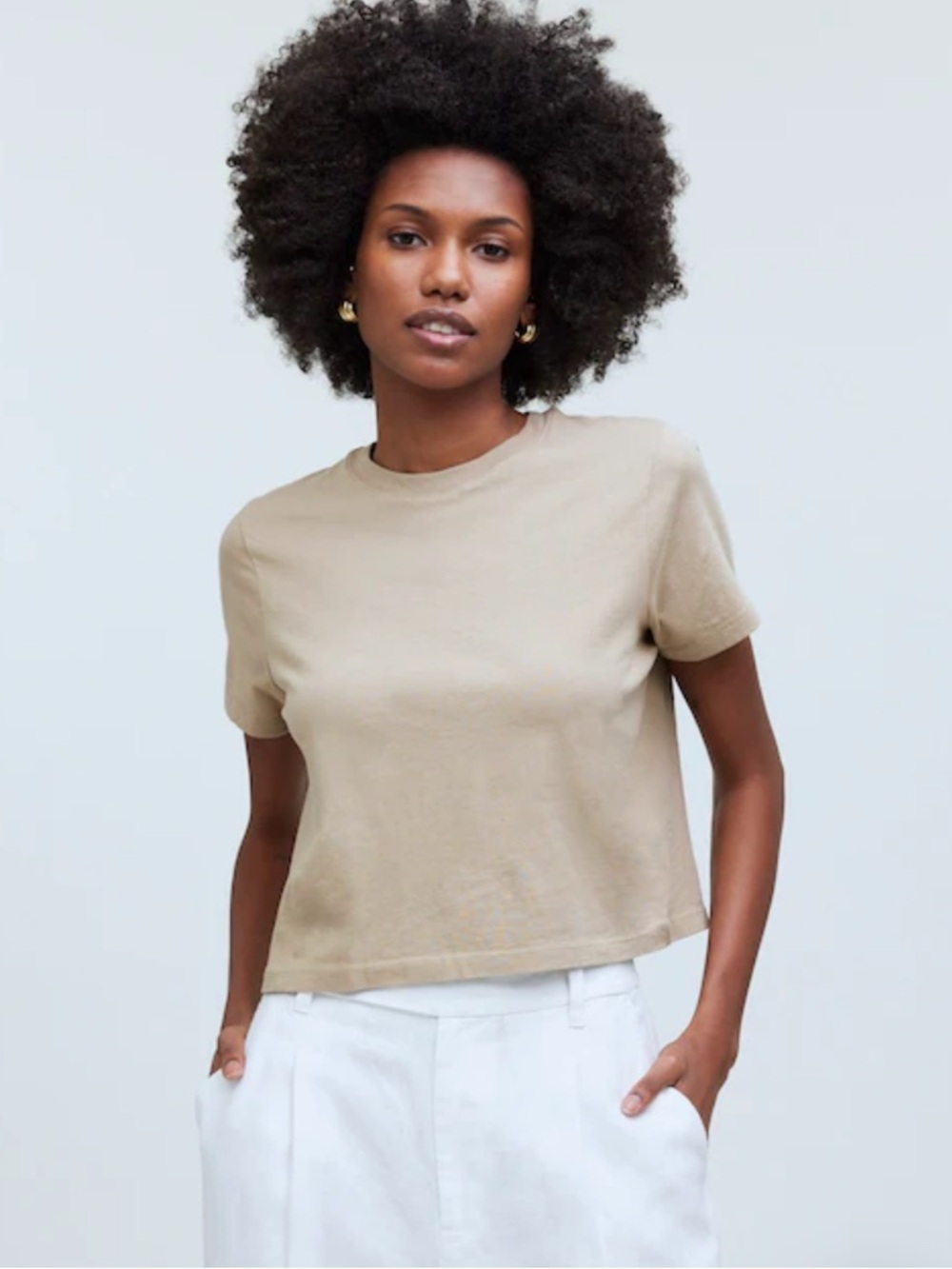 NWOT Madewell Softfade Cotton Boxy-Crop Tee Medium